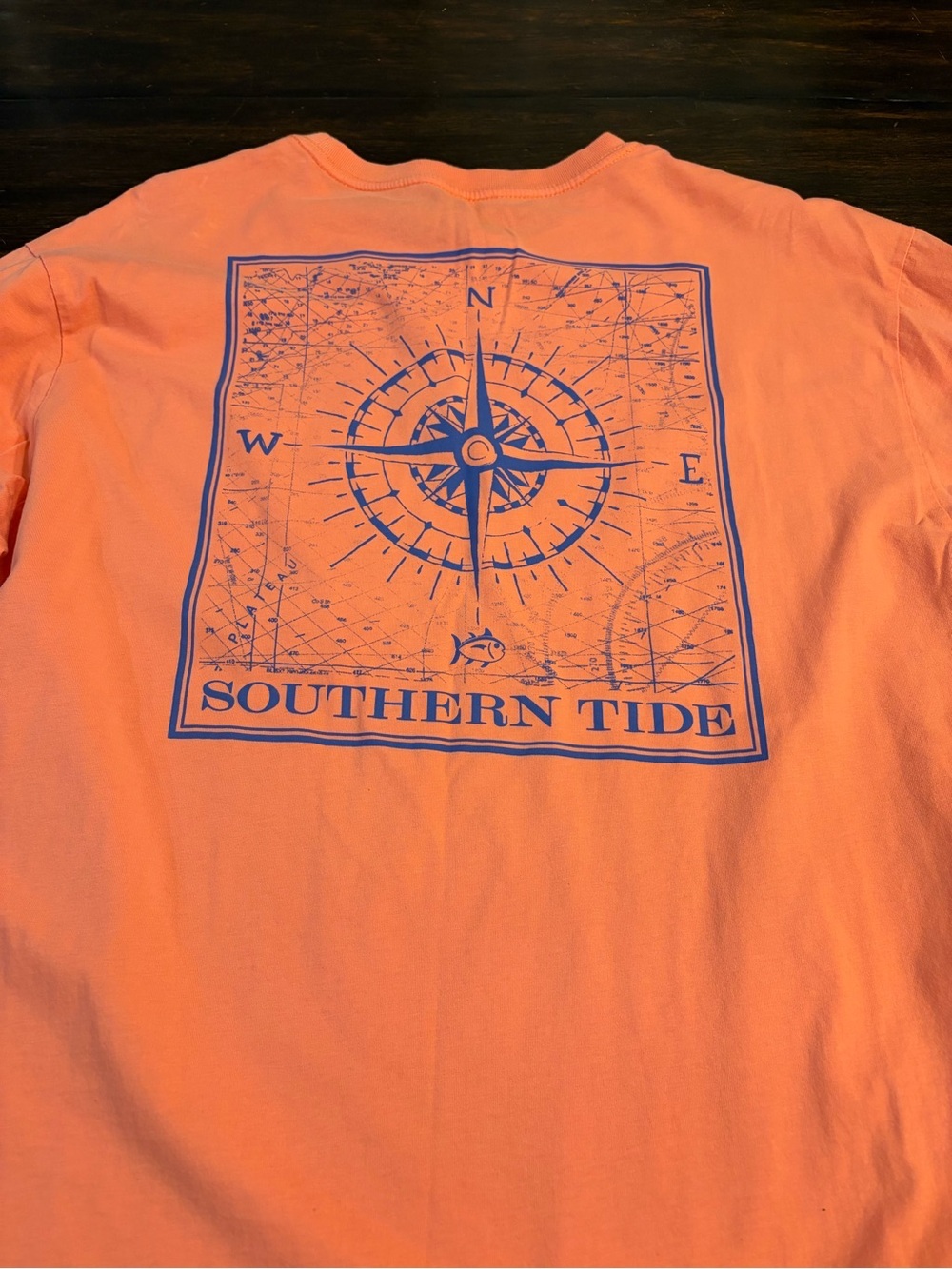 Southern Tide Long Sleeve Pocket Tee in orange size large